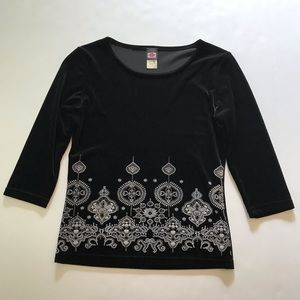 ENT Entrancy Women's Shirt Black Velour Embellish